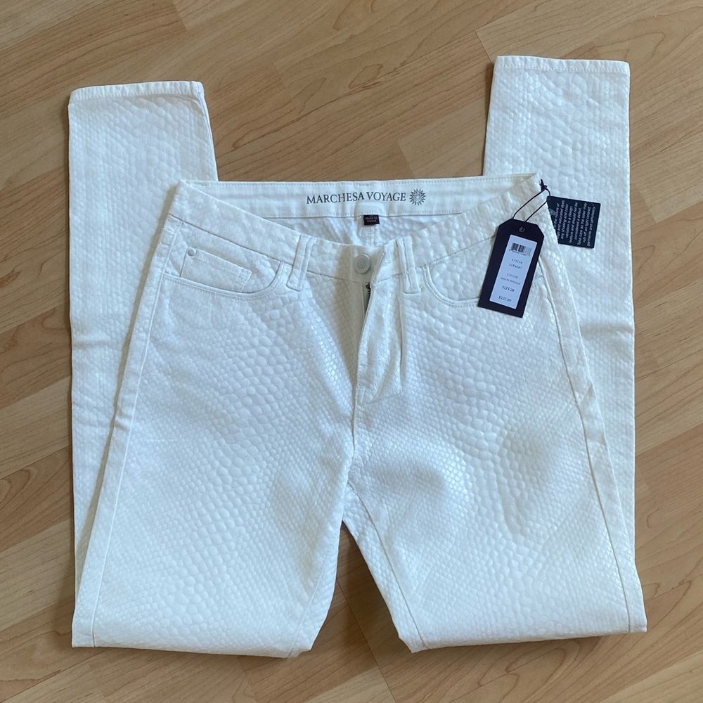 Marchesa Voyage white python pants